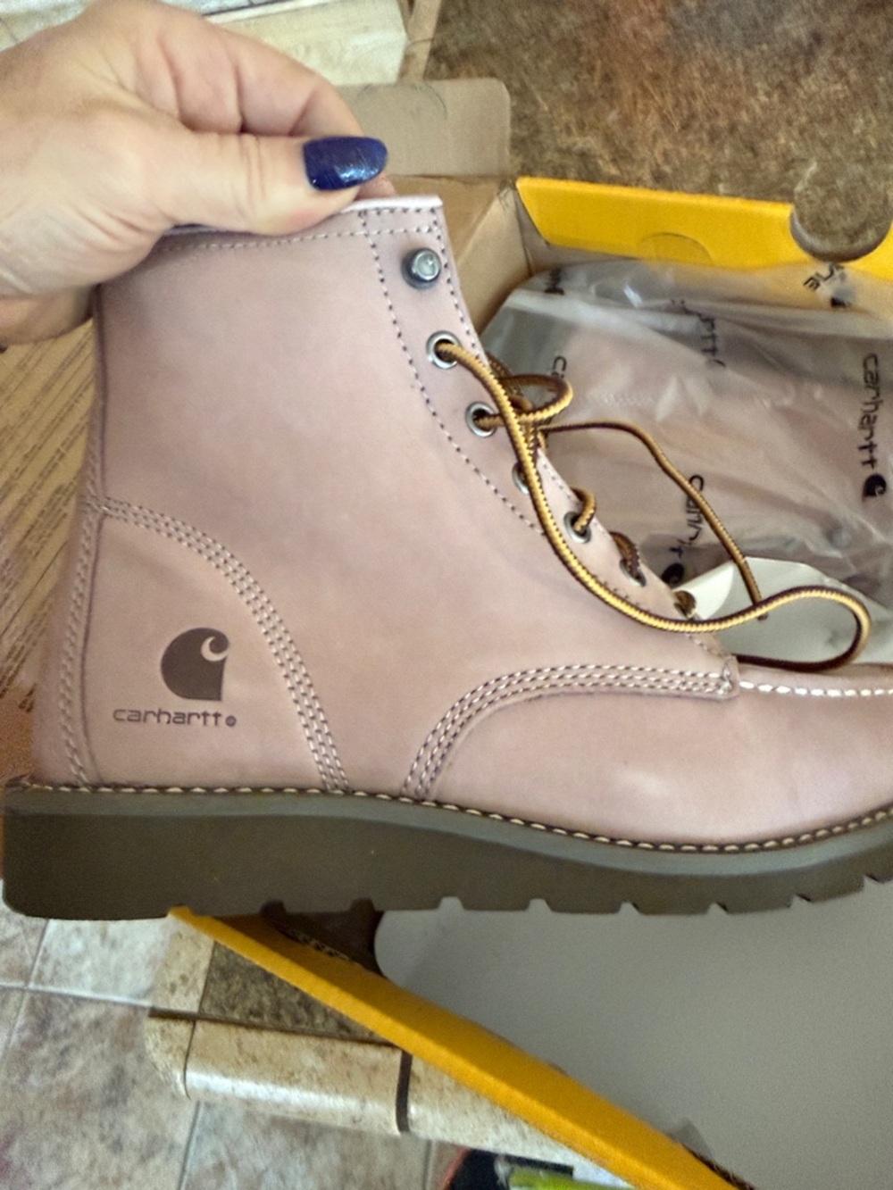 Carhartt Women's Moc Toe Wedge Boot - Coral - Picture 3 of 8
